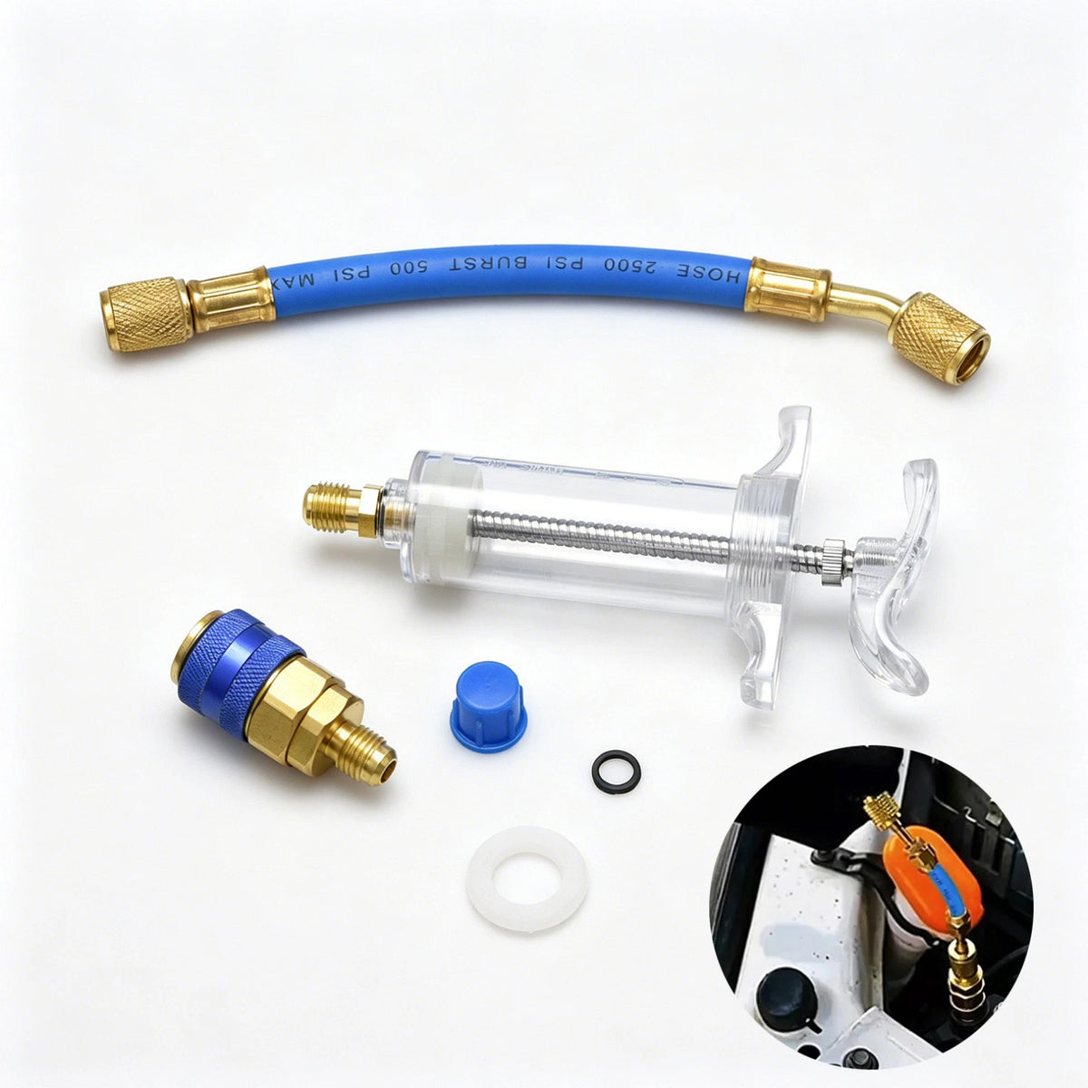 1PCS  Oil and Dye Injector Featuring a 1/4 inch female SAE connector