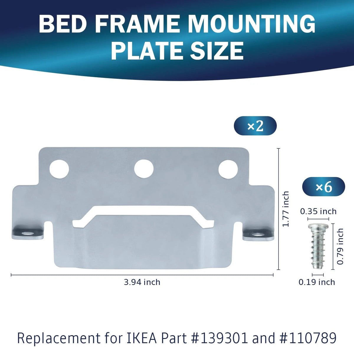 Spare Hardware Parts 139301 Mounting Plates Bed Frame Brackets and Silver