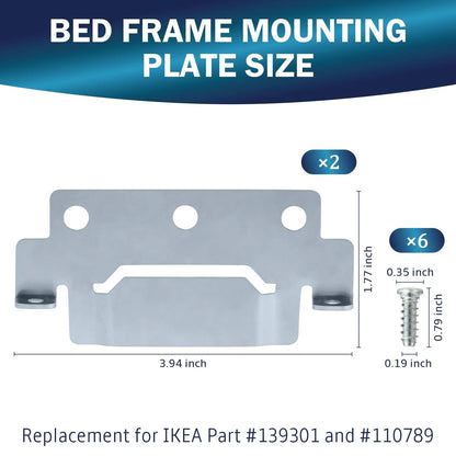 Spare Hardware Parts 139301 Mounting Plates Bed Frame Brackets and Silver