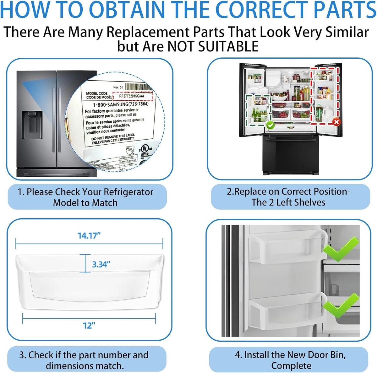 WPW10212139 Refrigerator Door Shelf Bin Compatible with Maytag Whirlpool...