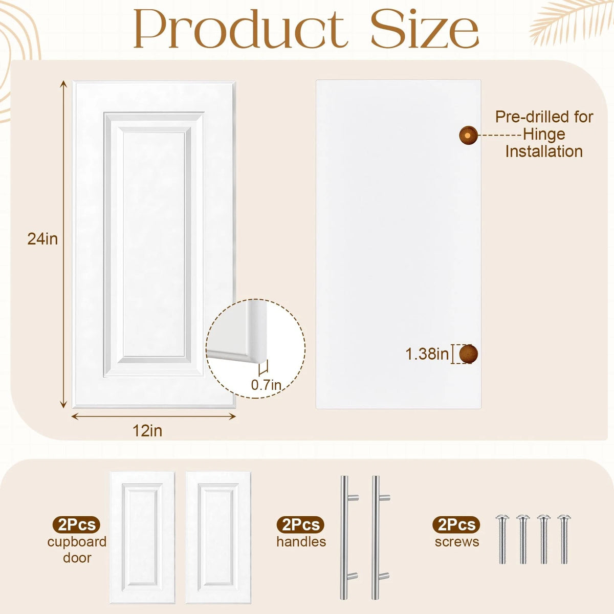 Memorywuu 2 Pcs Built-in Cabinet Doors with 12 x 24 Inch, white and sliver