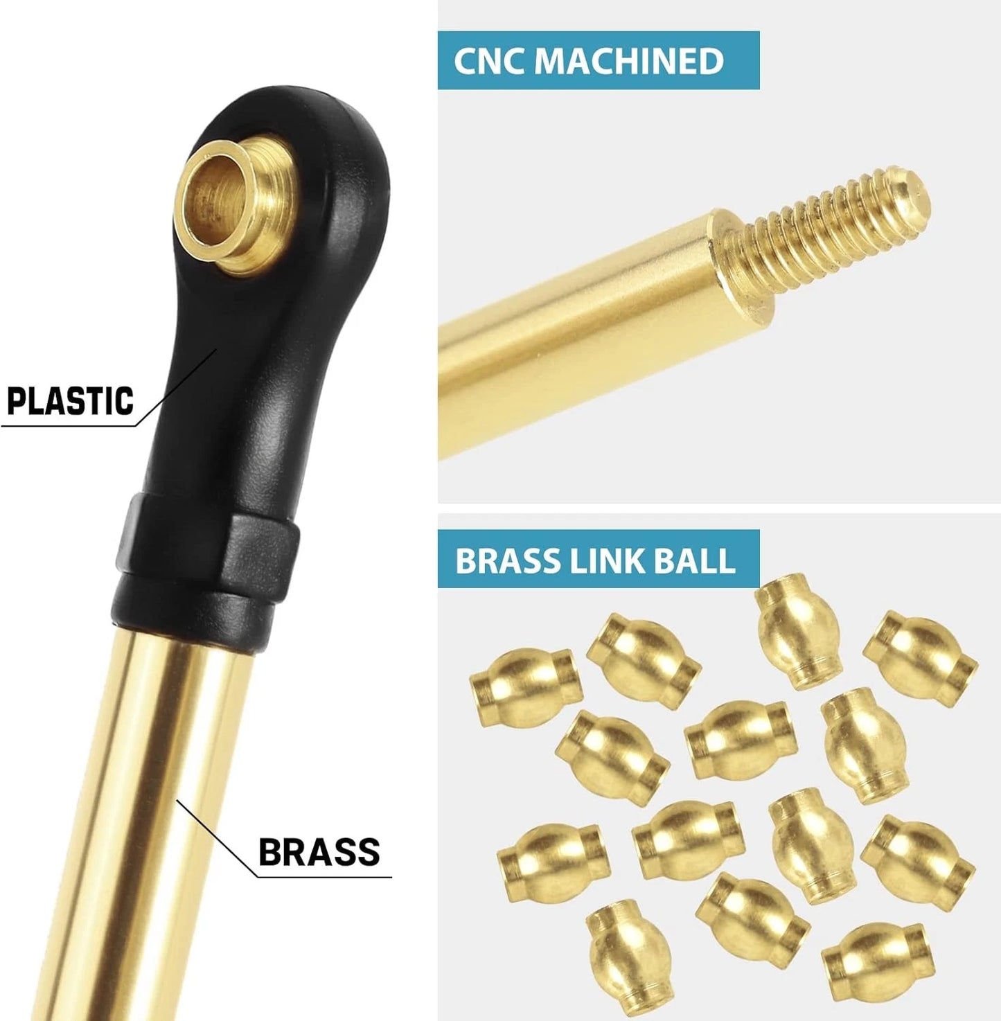 INJORA Brass High Clearance Links Set for TRX4M Bronco Defender 1/18 RC...