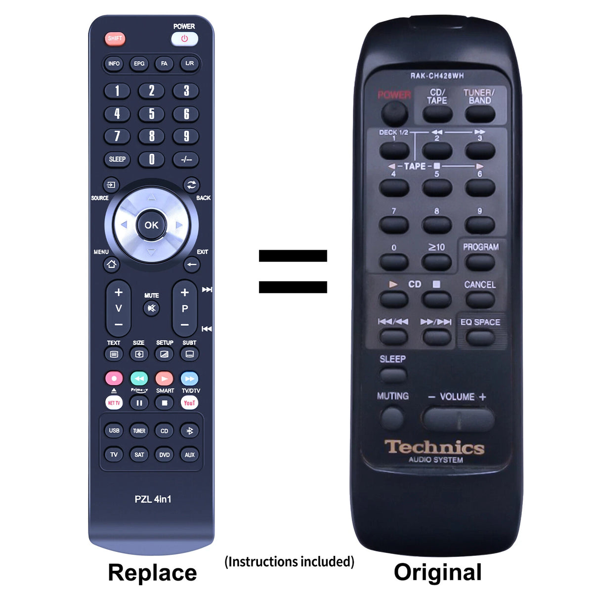 Replacement Remote Control For Technics RAK-CH426WH SC-EH50 SC-EH500 Audio
