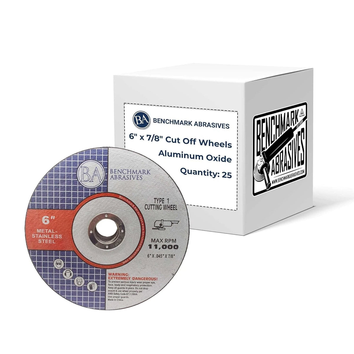 Benchmark Abrasives 6 Inch Aluminum Oxide Thin Type 1 Grinder Cut Off Wheels...