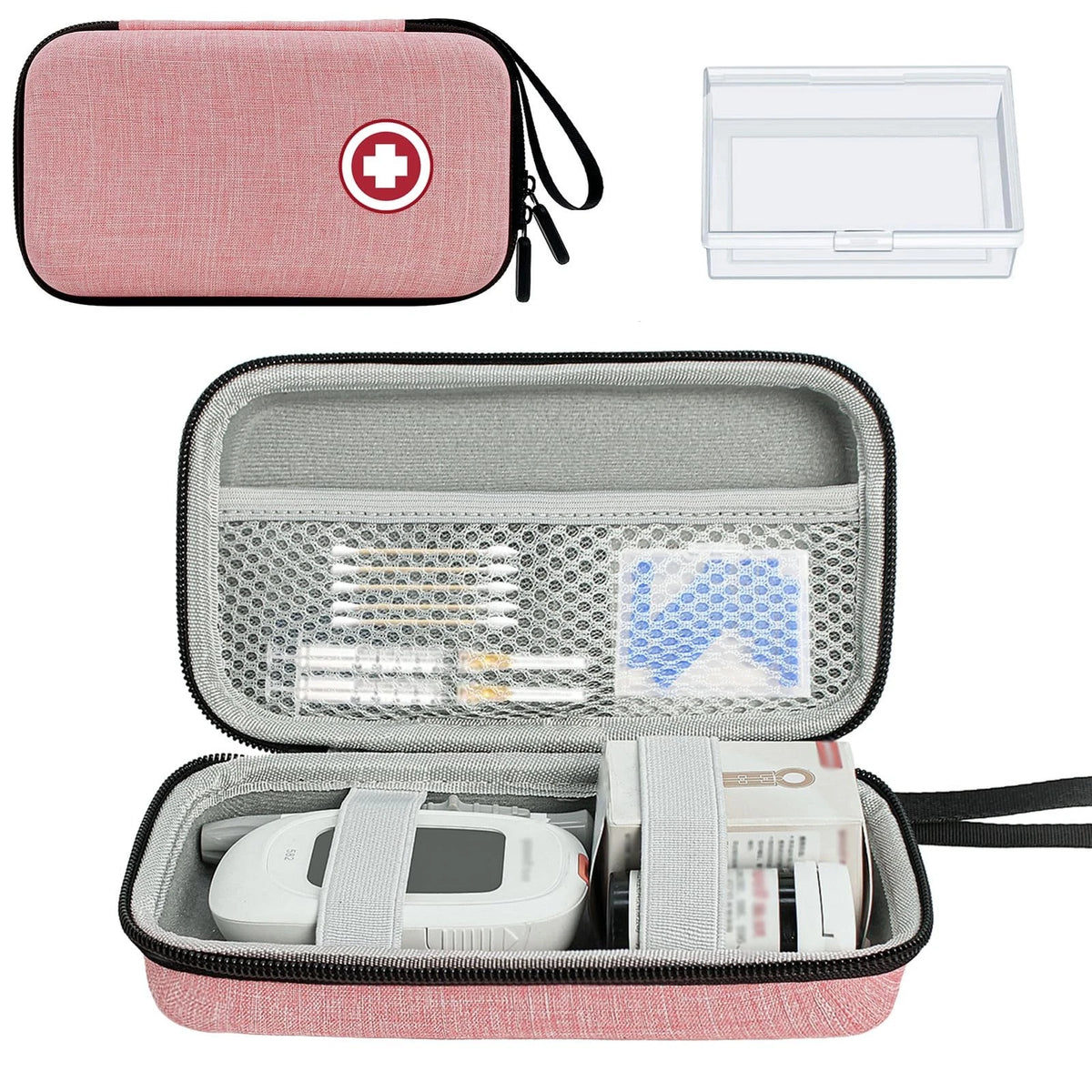 ICIMBI Diabetic Supplies Travel Case, Carrying 6.5 x 3.2 x 2.1 inches, PINK