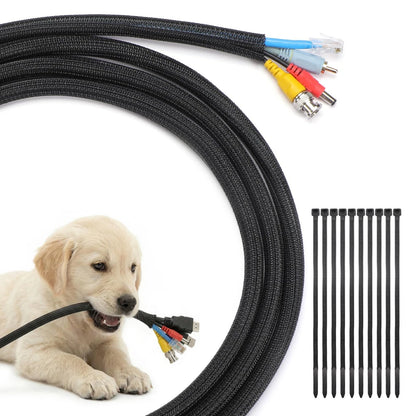 Yecaye 10ft - 1/2 inch Cable Sleeve Cord Protector, Split 1/2"-10ft, Black