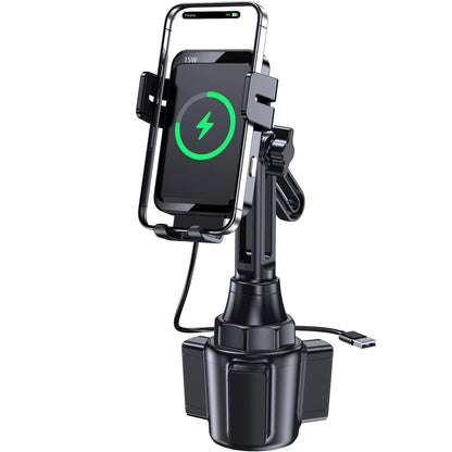 Wireless Car Charger, MOKPR 15W/10W/7.5W Cup Holder Phone Mount, Auto Black