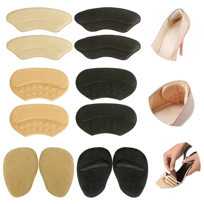 Heel Grips Liner Cushions Inserts for Loose Shoes Pads and Beige+black