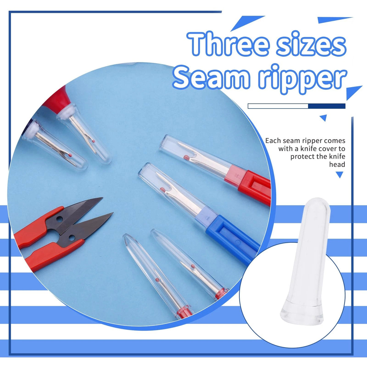 SOCNITC 68 Pcs Seam Ripper Tool Kit Stitch Rippers with Tailors Chalk 68 PCS