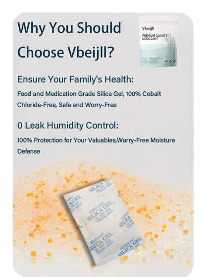 Vbeijll 5 Gram (50 Pack) Color-Indicating Silica Gel Packets, Premium 5