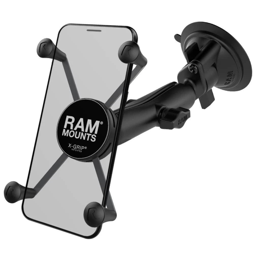 RAM MOUNTS X-Grip Large Windshield Phone Mount – Twist-Lock Long Arm, Black