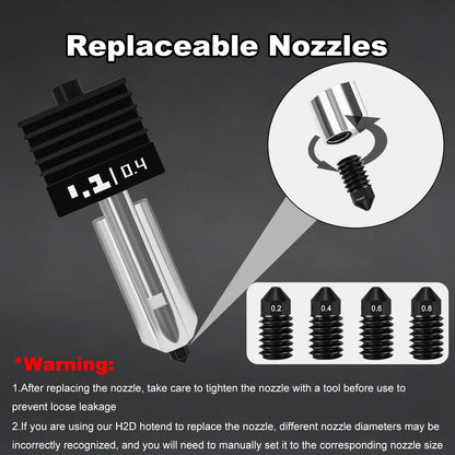 Henaiser 3-Pack 0.4mm/0.6mm/0.8mm H2D Hotend with P2S Silicone 0.4/0.6/0.8MM