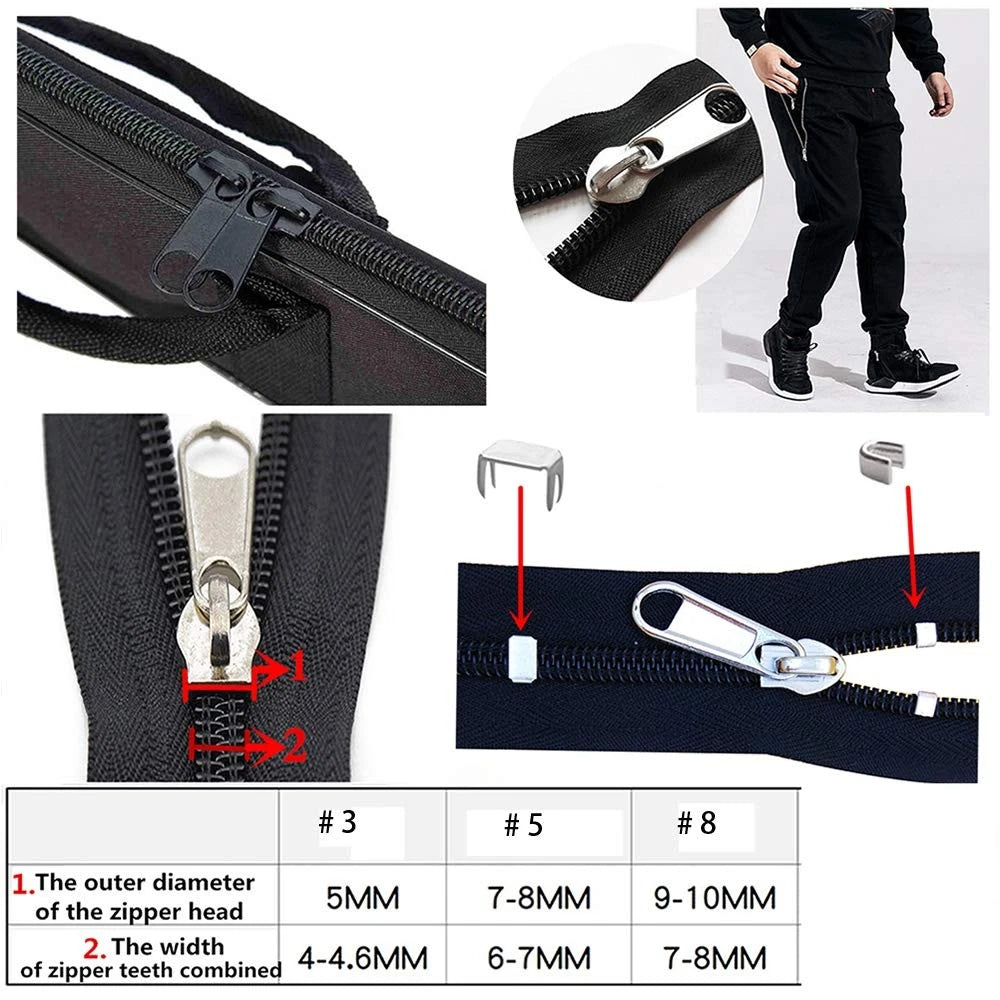 JOSDIOX 255 Pcs Zipper Repair Kit with 255 pieces, black silvery bronze white