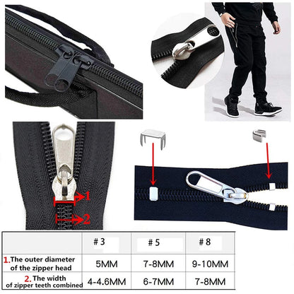 JOSDIOX 255 Pcs Zipper Repair Kit with 255 pieces, black silvery bronze white