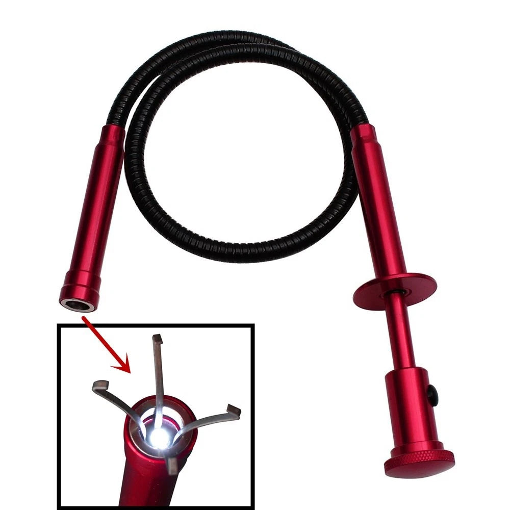 Flexible Claw Pickup Tool with Magnet telescoping led Red