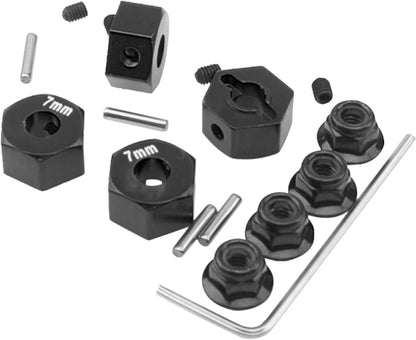 Metal 12mm Hex Wheel Hubs 7mm Thick Drive Adapters with Flanged Lock Black