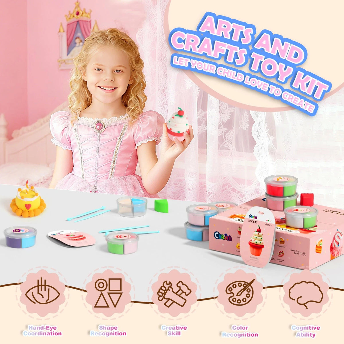 Cake Themed Air Dry Clay Kit for Kids - 12 Boxes Ultra Light Model Theme