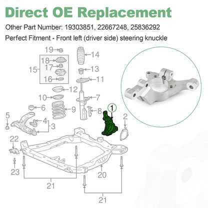 Front Left Steering Knuckle Assembly 19303851 for Chevy Cobalt 2005-10,HHR 06-11