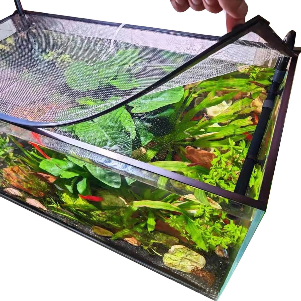 Magnetic Aquarium Cover lid Fish Tank Anti-Jumping net Big size, black