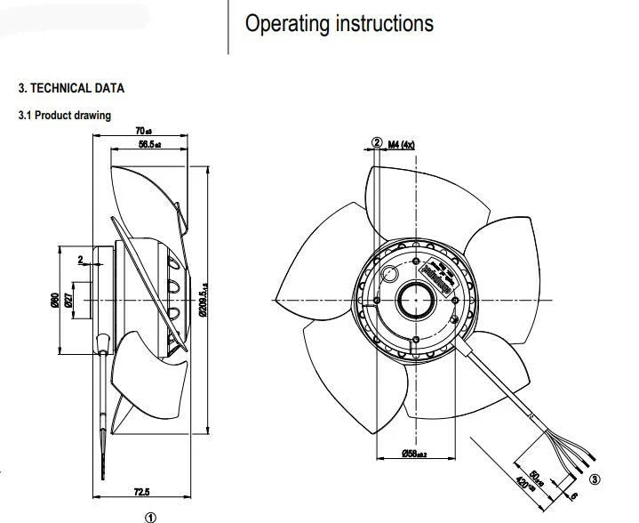 Replacement For Ebmpapst W2D225-EB14-14 400V Siemens Spindle Motor Fan No Frame