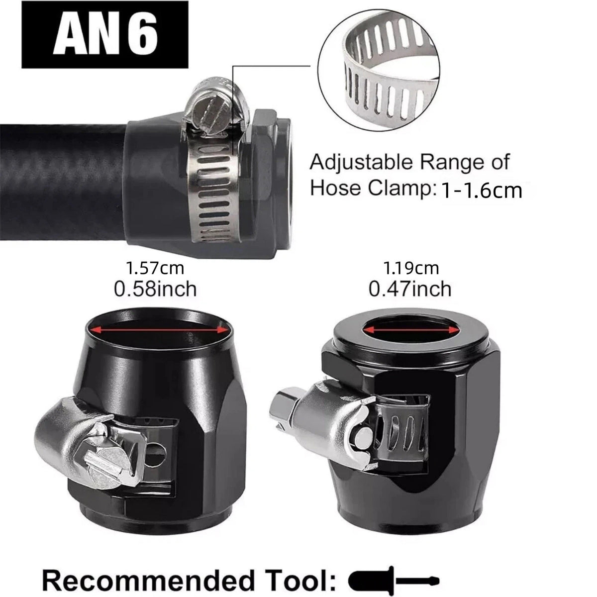 For 3/8" Hose 8Pcs AN6 Finisher Clamp Set Replacement Aluminum Professional