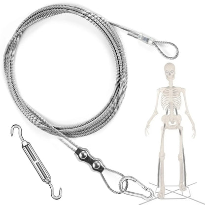 CHENGLAI 12 ft Skeleton Part U Replacement Tether Cable Guy Wire, Silver