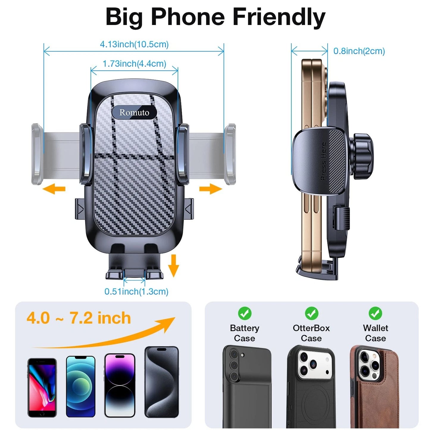 Phone Holders for Your Car Holder Mount【Super Suction】Cell Dark Black