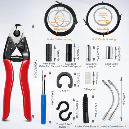 Bike Brake Cable Kit with Stainless Steel Cutter, Black