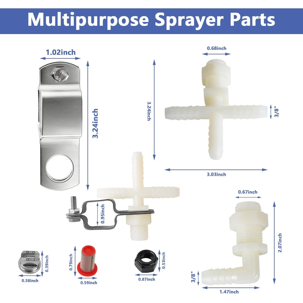Spray Boom Repair Kit, Sprayer Parts Including 8001-VS 2" x 4" x 1", Black