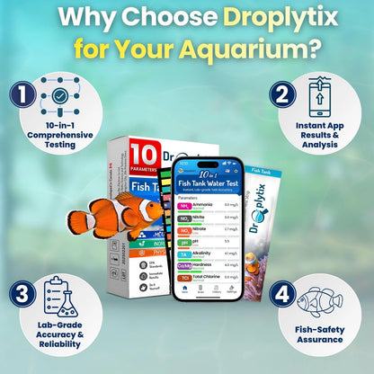 DROPLYTIX Digital Aquarium Water Test Kit, App-Enabled 10-in-1 Freshwater &...