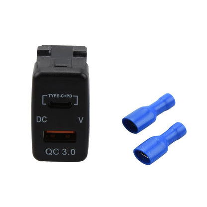 Dual Type C + PD USB QC 3.0 Car Socket Charger 12-24V LED Car Adapter For Toyota
