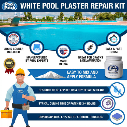 Pool Patch White Plaster Repair Kit (3lb) – Professional 3-Pound,
