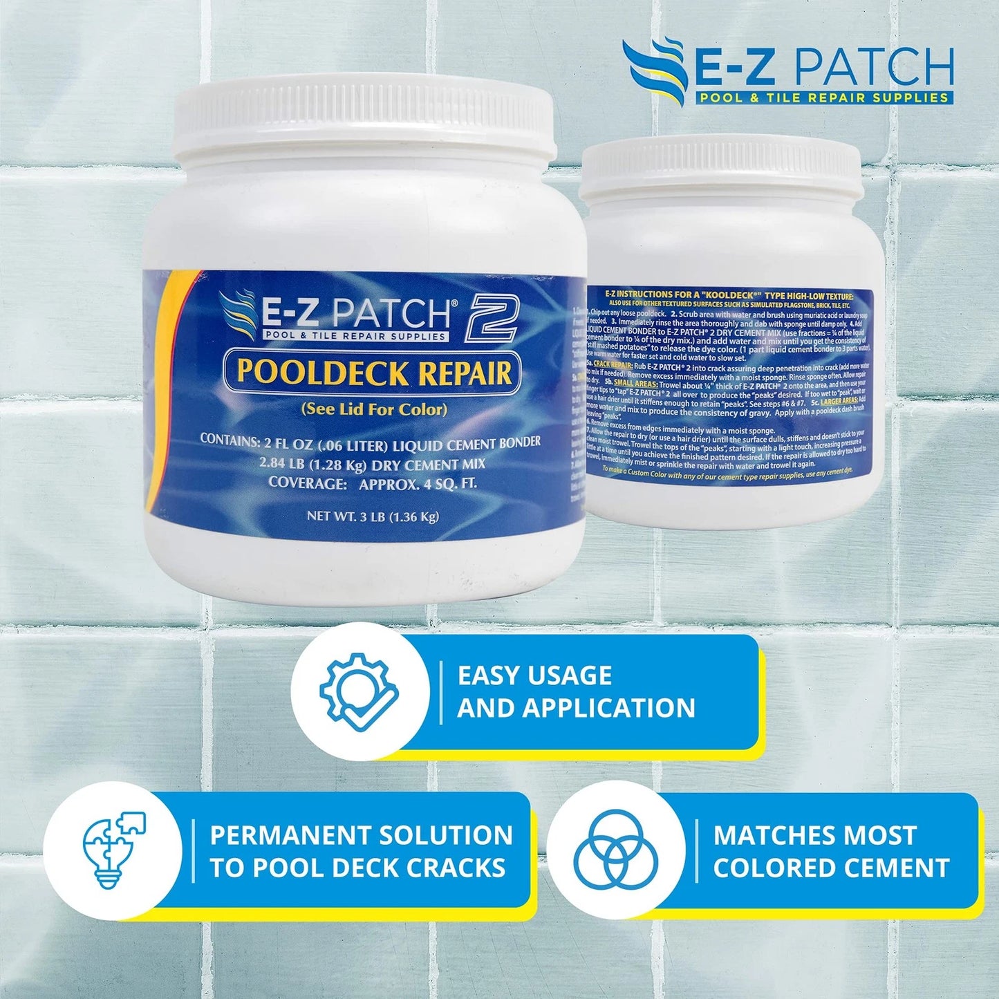 E-Z Patch 2 Pool Repair Kit for Decks & Patios - DIY White, White
