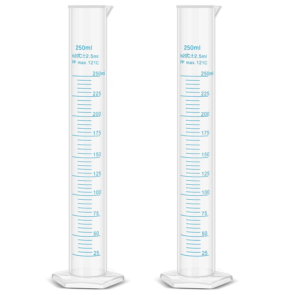 Affrolling 2 Pack 250ml Plastic Graduated Cylinder Hydrometer Test Tube...