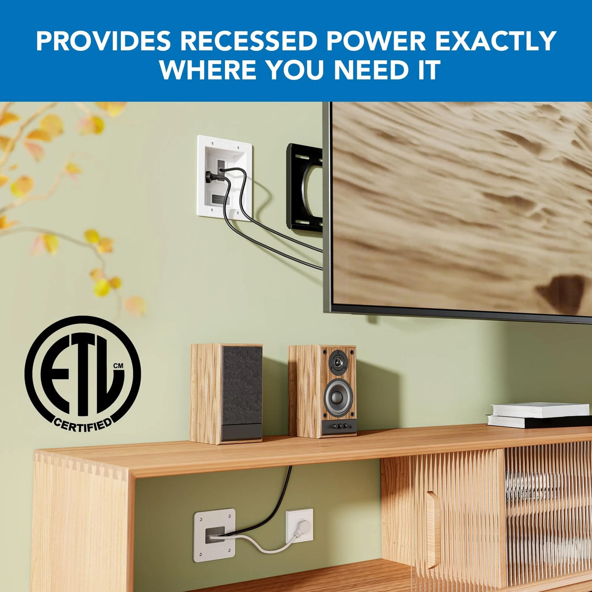 Mount-It! in-Wall TV Cable Management Kit with Recessed Power - White/Gray