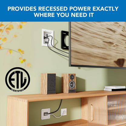 Mount-It! in-Wall TV Cable Management Kit with Recessed Power - White/Gray