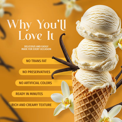 Triple Scoop - Premium Vanilla Ice Cream Mix For Maker. 1 Pack