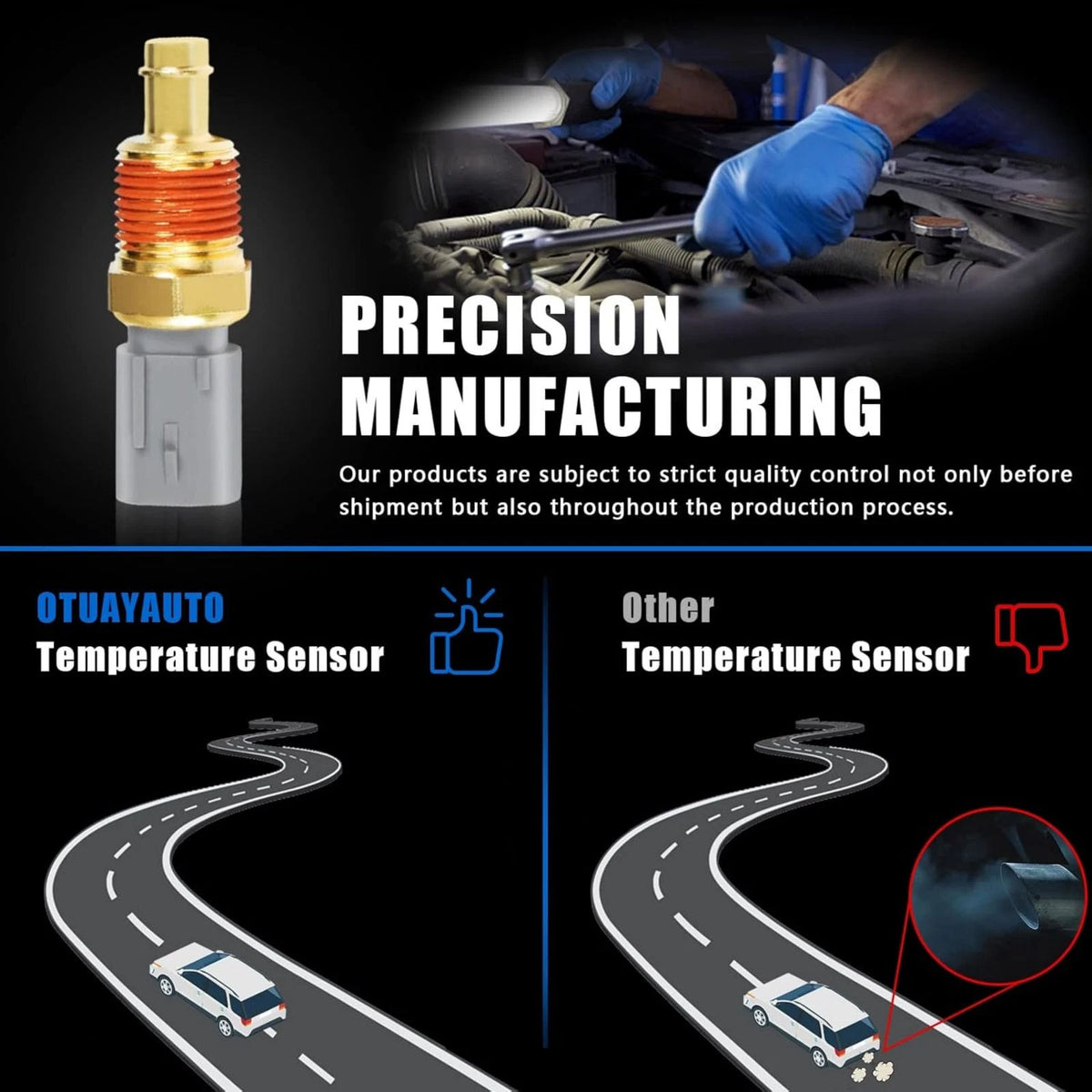 Durable 5149077AB Coolant Temp Sensor For RAM 1500 2011-2024 & Chrysler 200