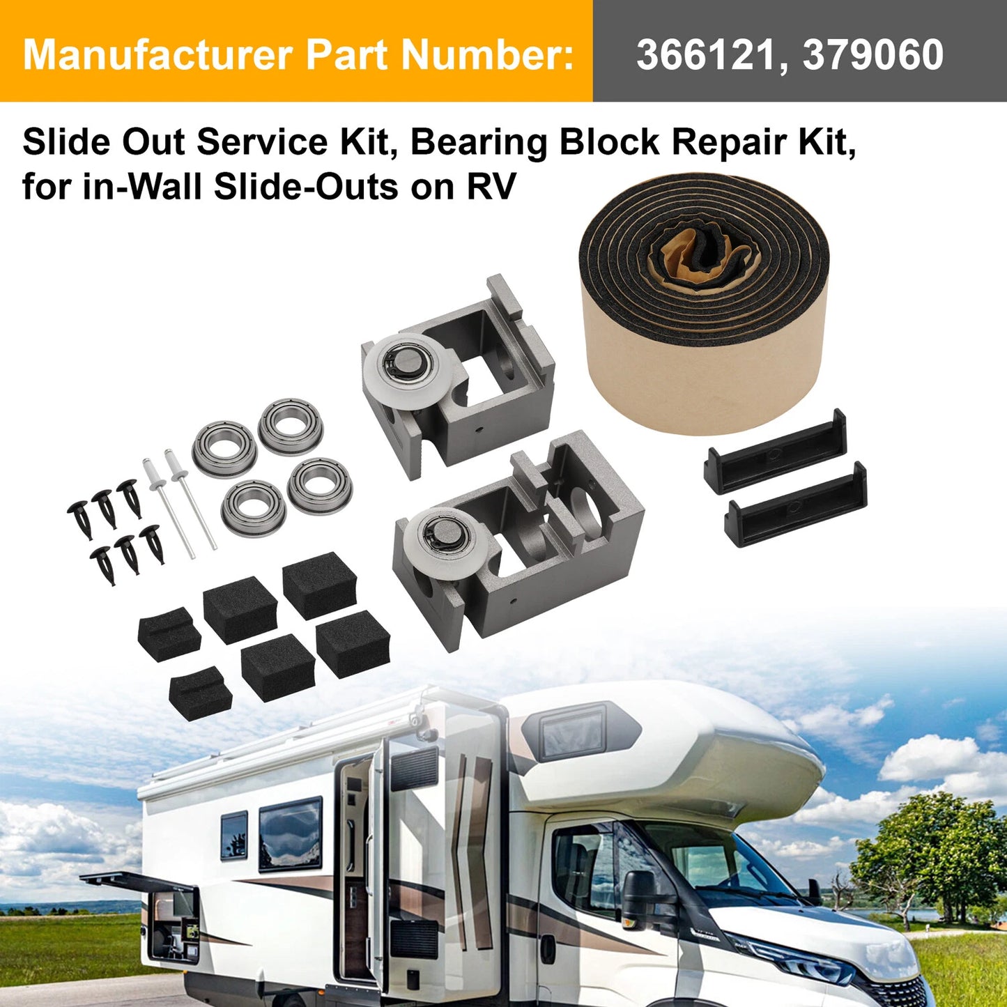 366121 RV Standard Rack Repair Kit for RV in-wall slide-out system and 379060