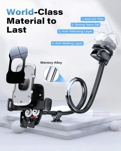 1Zero Solid Car Truck Phone Mount Black Mirror Surface with Silver Ring