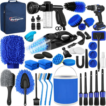 Qydipclin 45Pcs Car Detailing Kit, Brush Set, 45pcs, Blue