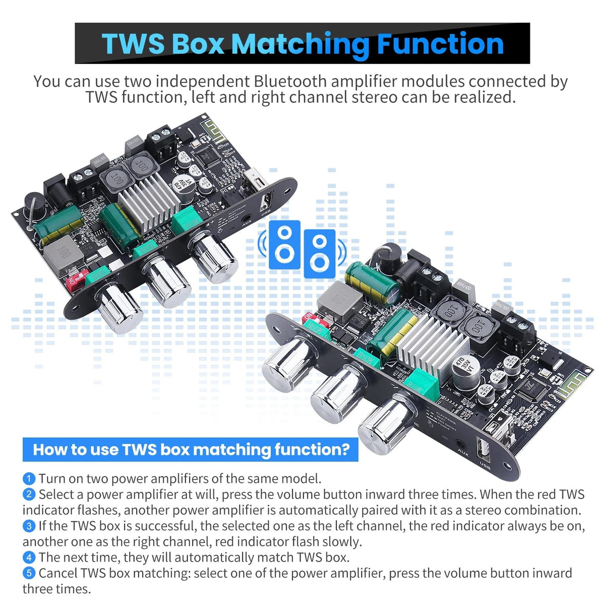 ZK-1001U Amp Bluetooth 5.3 Mono Amplifier Board with TWS, Black4