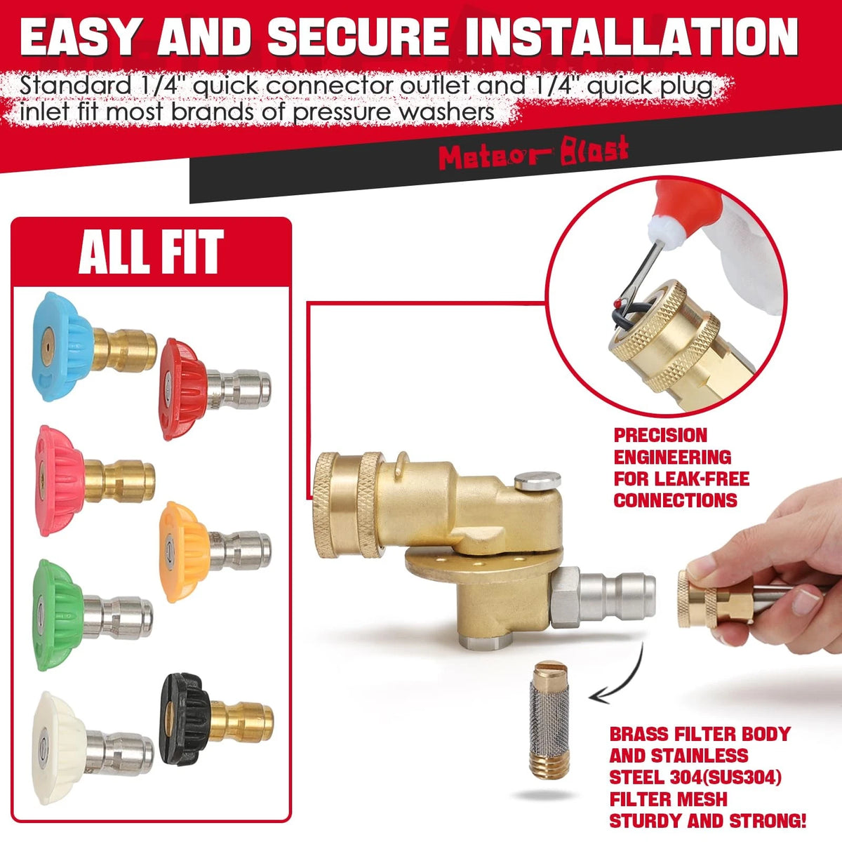 Meteor Blast Pivoting Coupler, 270 Degree with 7 7 angles：270 degree, Brass