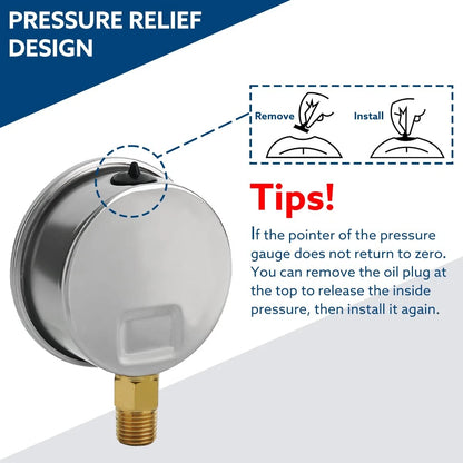 SENCTRL 100 Psi Lead-Free Glycerin Liquid Filled Low Pressure Gauge, 0-100Psi