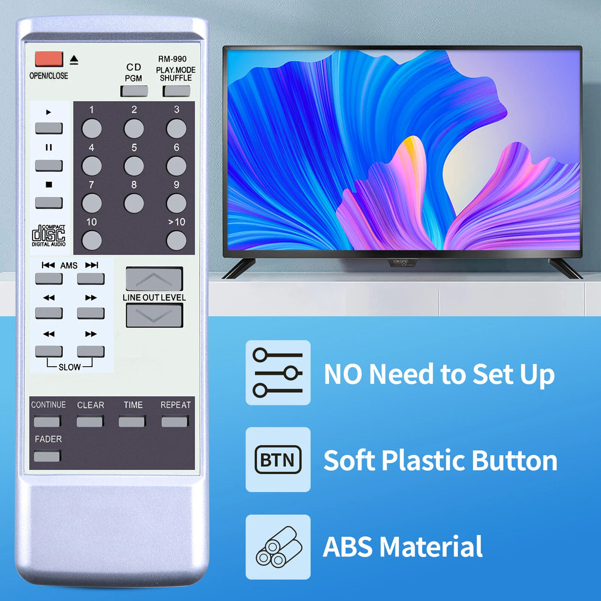 RM-990 Replacement Remote Control For Sony CD Player CDP497 CDP590 CDP790