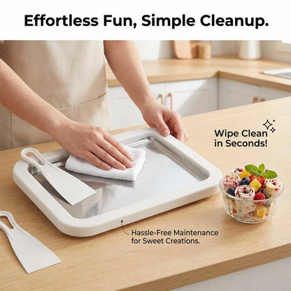 Rolled Ice Cream Maker Kit, Stainless Steel No-Electricity normal, WHITE