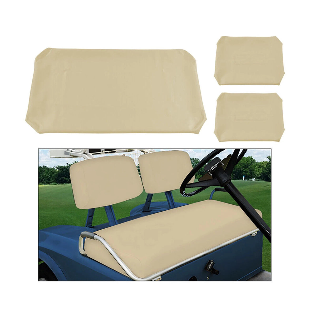 For Club Car DS 1982-2000.5 Golf Carts Brown Tan Leather Front Seat Covers