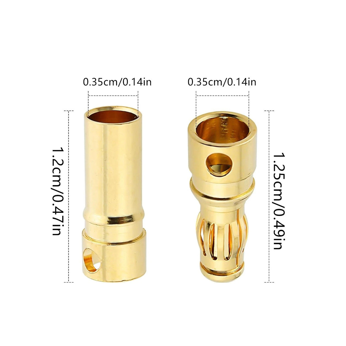 40pcs 3.5mm Gold Bullet Banana Connector Plug   for RC Motor ESC Battery