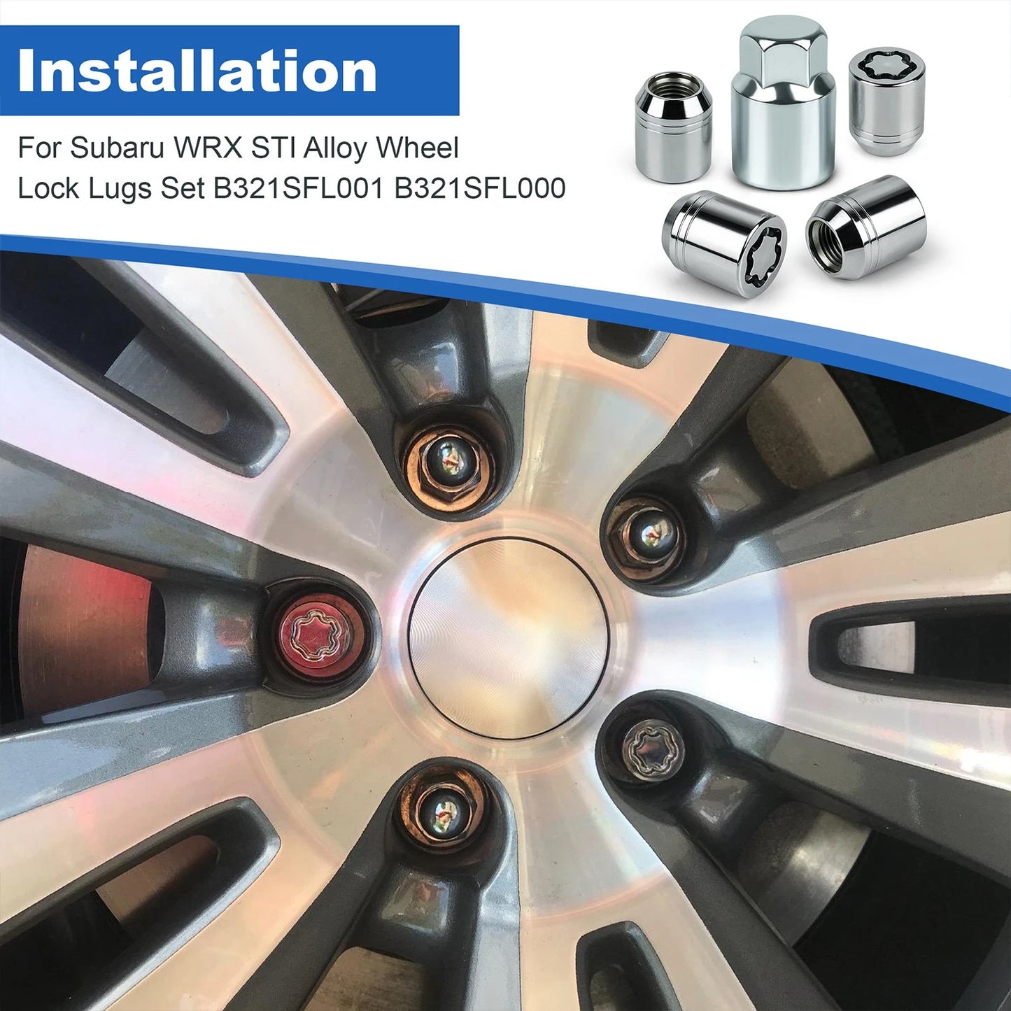 Alloy Wheel Lock Lugs Kit For Subaru WRX STI Forester Legacy Outback B321SFL001