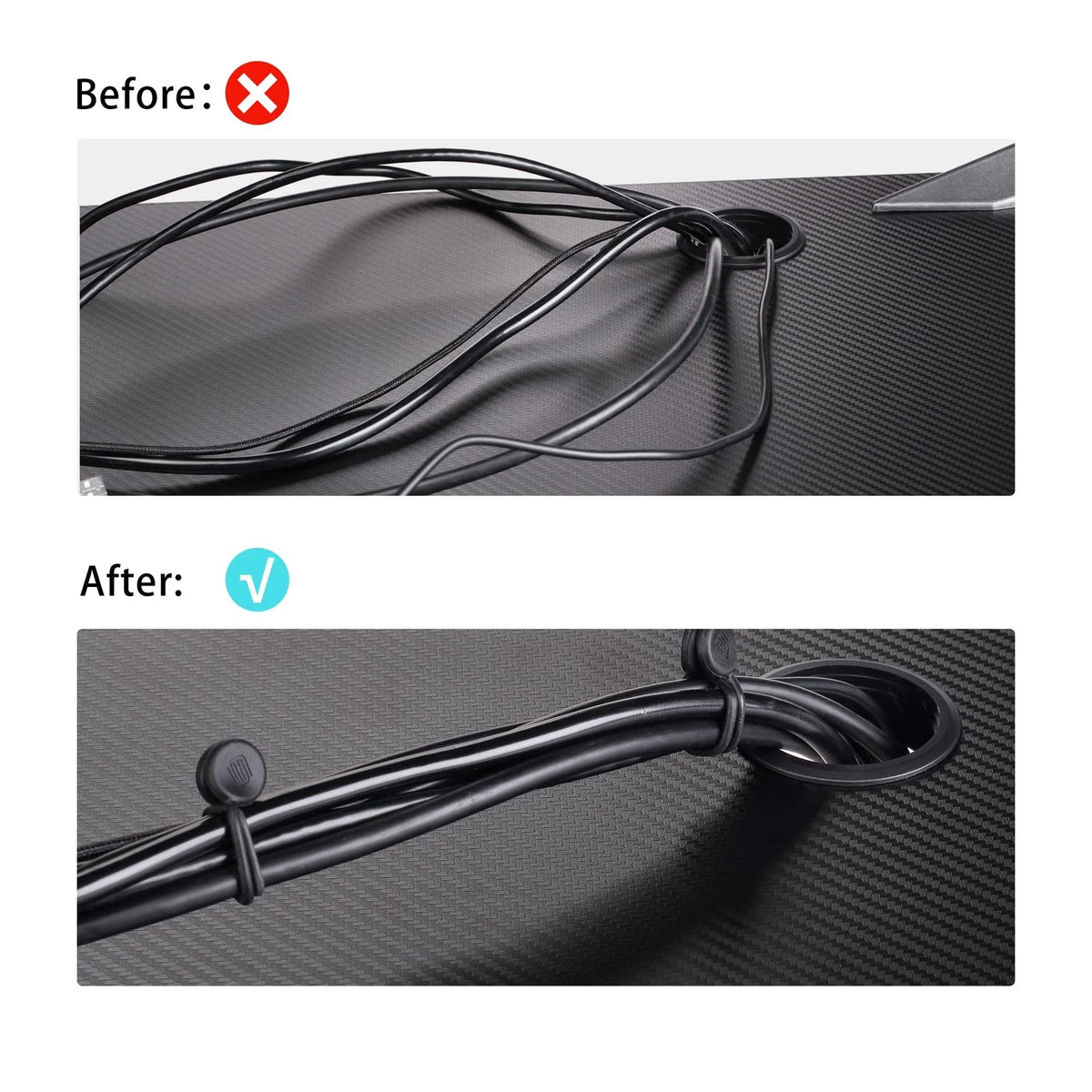 EUREKA ERGONOMIC Magnetic Cable Ties Reusable, 10 Pack Rubber 10-Pack, Black